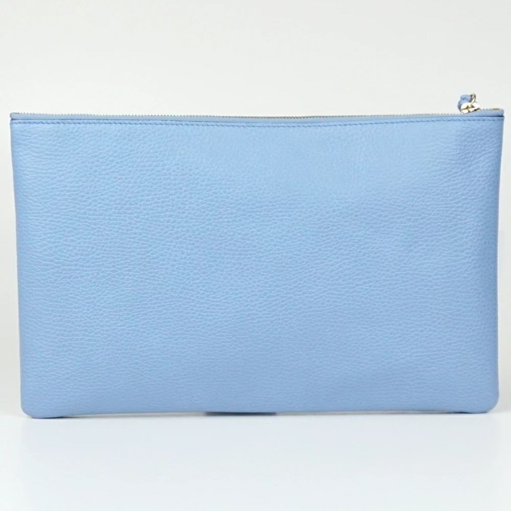 Gucci Bamboo Tassel Leather Clutch Bag Blue Shoulder